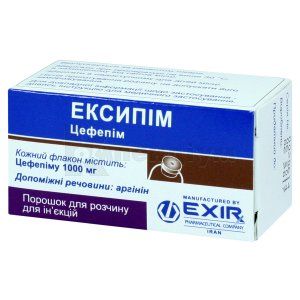 Ексипім порошок для розчину для ін'єкцій, 1000 мг, флакон, № 1; Ексір Фармасьютикал