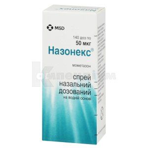 Назонекс® спрей назальний дозований, 50 мкг/доза, флакон, 18 г, 140 доз, 140 доз, № 1; Organon Central East Gmbh