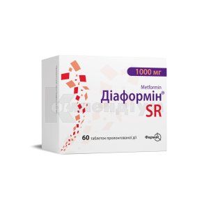 Діаформін® SR таблетки пролонгованої дії, 1000 мг, блістер, № 60; Фармак