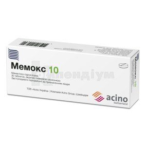 Мемокс 10 таблетки, вкриті плівковою оболонкою, 10 мг, блістер у пачці, № 30; Асіно