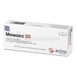 Мемокс 20 таблетки, вкриті плівковою оболонкою, 20 мг, блістер, № 30; Асіно