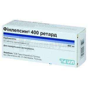 Фінлепсин® 400 ретард таблетки пролонгованої дії, 400 мг, блістер, № 50; Тева Україна