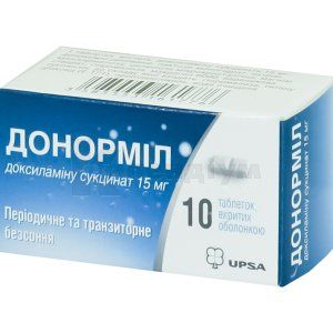 Донорміл таблетки, вкриті оболонкою, 15 мг, туба, № 10; УПСА