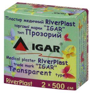 ПЛАСТИР МЕДИЧНИЙ RiverPlast торговой марки "IGAR" тип ПРОЗОРИЙ (на поліетиленовій основі) 2 см х 500 см, № 1; undefined