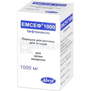 Емсеф® 1000 порошок для розчину для ін'єкцій, 1000 мг, флакон, № 1; Абрил Формулейшнз