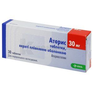 Аторис® таблетки, вкриті плівковою оболонкою, 30 мг, № 30; КРКА