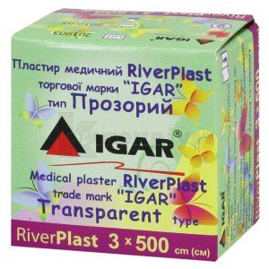 ПЛАСТИР МЕДИЧНИЙ RiverPlast торговой марки "IGAR" тип ПРОЗОРИЙ (на поліетиленовій основі) 3 см х 500 см, № 1; undefined