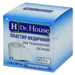 ПЛАСТИР МЕДИЧНИЙ "H Dr. House" 5 см х 500 см, коробка паперова, на тканинній основі, на тканинній основі, № 1; undefined