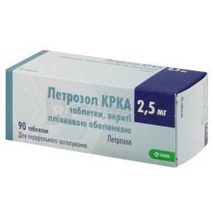 Летрозол КРКА таблетки, вкриті плівковою оболонкою, 2,5 мг, блістер, № 90; КРКА