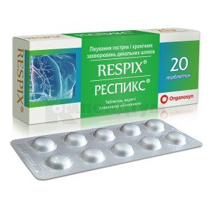 Респикс® таблетки, вкриті плівковою оболонкою, блістер, № 20; Organosyn Life Sciences