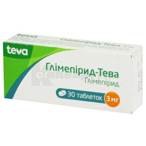 Глімепірид-Тева таблетки, 3 мг, блістер, № 30; Тева Україна