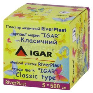 ПЛАСТИР МЕДИЧНИЙ RiverPlast торгової марки "IGAR" тип КЛАСИЧНИЙ (на бавовняній основі) 5 см х 500 см, упаковка картонна, № 1; undefined