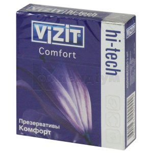 ПРЕЗЕРВАТИВИ ЛАТЕКСНІ "VIZIT" hi-tech, comfort комфорт, comfort комфорт, № 3; ЦПР Продукціон