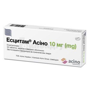 Есцитам® Асіно таблетки, вкриті плівковою оболонкою, 10 мг, блістер, № 30; Асіно