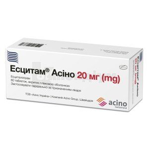 Есцитам® Асіно таблетки, вкриті плівковою оболонкою, 20 мг, блістер, № 60; Асіно