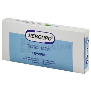 Левопро® розчин для інфузій, 500 мг/100 мл, контейнер, 100 мл, в пакеті поліетиленовому, у коробці, в пакеті п/е, у коробці, № 1; ААР Фарма