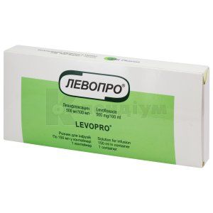 Левопро® розчин для інфузій, 500 мг/100 мл, контейнер, 150 мл, в пакеті поліетиленовому, у коробці, в пакеті п/е, у коробці, № 1; ААР Фарма