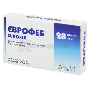 Єврофеб таблетки, вкриті плівковою оболонкою, 80 мг, блістер, № 28; Euro Lifecare
