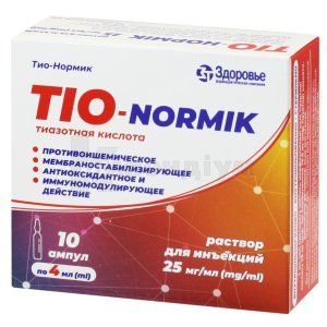 Тіо-Нормік розчин  для ін'єкцій, 25 мг/мл, ампула, 4 мл, № 10; Здоров'я ФК