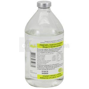 Рингера Лактат раствор раствор для инфузий, бутылка, 400 мл, № 1; Инфузия