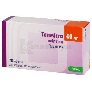 Телмиста таблетки, 40 мг, блистер, № 28; KRKA d.d. Novo Mesto