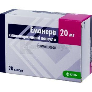 Эманера капсулы кишечно-растворимые, 20 мг, блистер, № 28; KRKA d.d. Novo Mesto