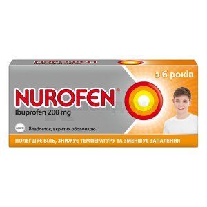 Нурофен таблетки, покрытые оболочкой, 200 мг, блистер, № 8; Reckitt Benckiser Healthcare International Limited