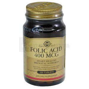 Фолиевая кислота таблетки, 400 мкг, флакон, № 100; Solgar Vitamin and Herb