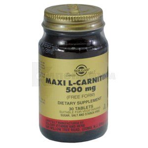L-КАРНИТИН 500 мг таблетки, 500 мг, № 30; Solgar Vitamin and Herb