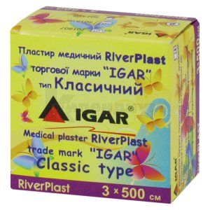 ПЛАСТЫРЬ МЕДИЦИНСКИЙ RiverPlast торговой марки "IGAR" тип КЛАССИЧЕСКИЙ (на хлопковой основе) 3 см х 500 см, упаковка картонная, № 1; undefined