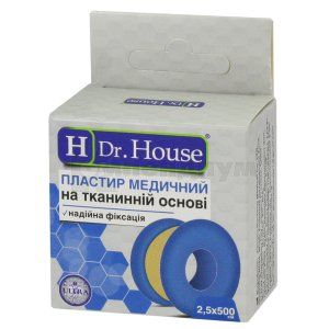 ПЛАСТЫРЬ МЕДИЦИНСКИЙ "H Dr. House" 2,5 см х 500 см, пластиковая катушка, в бумажной коробке, на тканевой основе, на тканевой основе, № 1; undefined