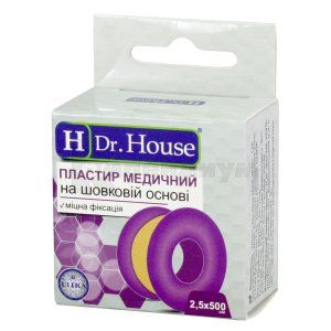 ПЛАСТЫРЬ МЕДИЦИНСКИЙ "H Dr. House" 2,5 см х 500 см, пластиковая катушка, в бумажной коробке, на шелковой основе, на шелковой основе, № 1; undefined