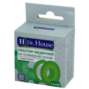 ПЛАСТЫРЬ МЕДИЦИНСКИЙ "H Dr. House" 2,5 см х 500 см, коробка бумажная, на полимерной основе, на полимерной основе, № 1; undefined