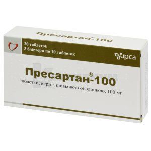 Пресартан®-100 таблетки, покрытые пленочной оболочкой, 100 мг, блистер, № 30; IPCA 