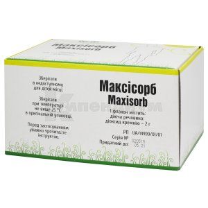 Максисорб порошок для оральной суспензии, 2 г, флакон, № 12; Украинская фармацевтическая компания