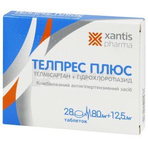 Телпрес Плюс таблетки, 80 мг + 12,5 мг, блистер, № 28; Фармак