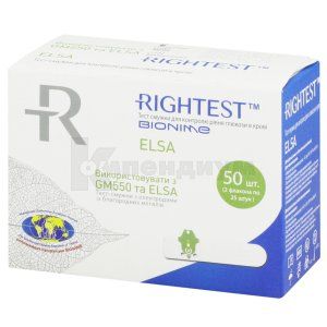Тест-полоски для контроля уровня глюкозы в крови Rightest ELSA тест-полоска, № 50; Bionime Corporation