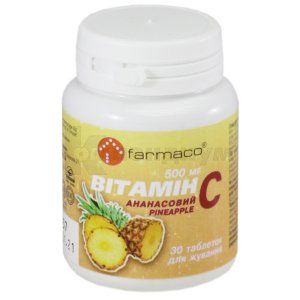 Витамин C ананас таблетки жевательные, 500 мг, № 30; Евро плюс