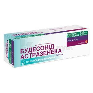 Будесонид Астразенека суспензия для распыления, 0,25 мг/мл, контейнер, 2 мл, № 20; AstraZeneca
