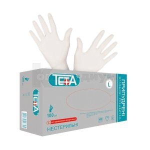 Перчатки медицинские смотровые латексные припудренные Teta® размер l, № 1; Тетафарм