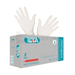 Перчатки смотровые латексные припудренные Тета (Examination latex powdered Teta gloves)