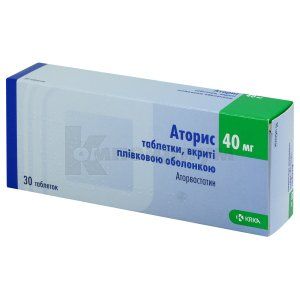 Аторис таблетки, покрытые пленочной оболочкой, 40 мг, № 30; KRKA d.d. Novo Mesto