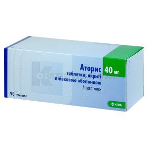 Аторис таблетки, покрытые пленочной оболочкой, 40 мг, № 90; KRKA d.d. Novo Mesto