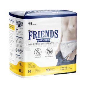 Подгузники-трусы для взрослых "FRIENDS" premium, размер m, размер m, № 10; Nobel Hygiene Pvt. Ltd
