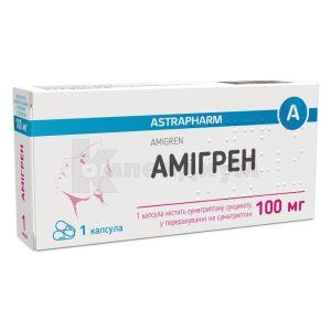 Амигрен капсулы, 100 мг, блистер, в коробке, в коробке, № 1; Астрафарм