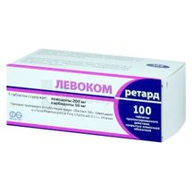 Левоком ретард таблетки пролонгованої дії, вкриті плівковою оболонкою, 200 мг + 50 мг, блістер, № 100; Асіно