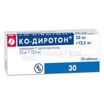 Ко-Диротон® таблетки, 20 мг + 12,5 мг, № 30; Гедеон Ріхтер