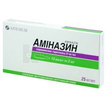 Аміназин розчин  для ін'єкцій, 25 мг/мл, ампула, 2 мл, контурна чарункова упаковка, пачка, контурн. чарунк. yп., пачка, № 10; Корпорація Артеріум