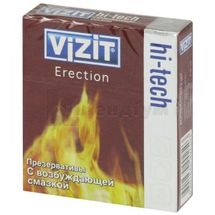 ПРЕЗЕРВАТИВИ ЛАТЕКСНІ "VIZIT" hi-tech erection, зі збуджуючою змазкою, зі збуджуючою змазкою, № 3; ЦПР Продукціон