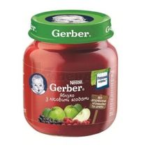 ПЮРЕ ФРУКТОВЕ ТМ "GERBER" "ЯБЛУКО З ЛІСОВИМИ ЯГОДАМИ" пастеризоване, 130 г, для дітей від 5 місяців, для дітей від 5 місяців, № 1; Нестле Україна